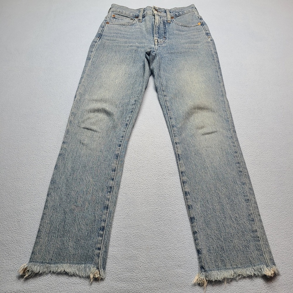 Madewell The Perfect Vintage Crop Jean Womens 24 Blue Excellent Raw Hem Straight